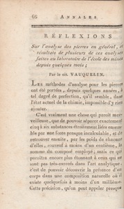 Réflexions sur l'analyse des pierres, et résultats de plusieurs de ces analyses